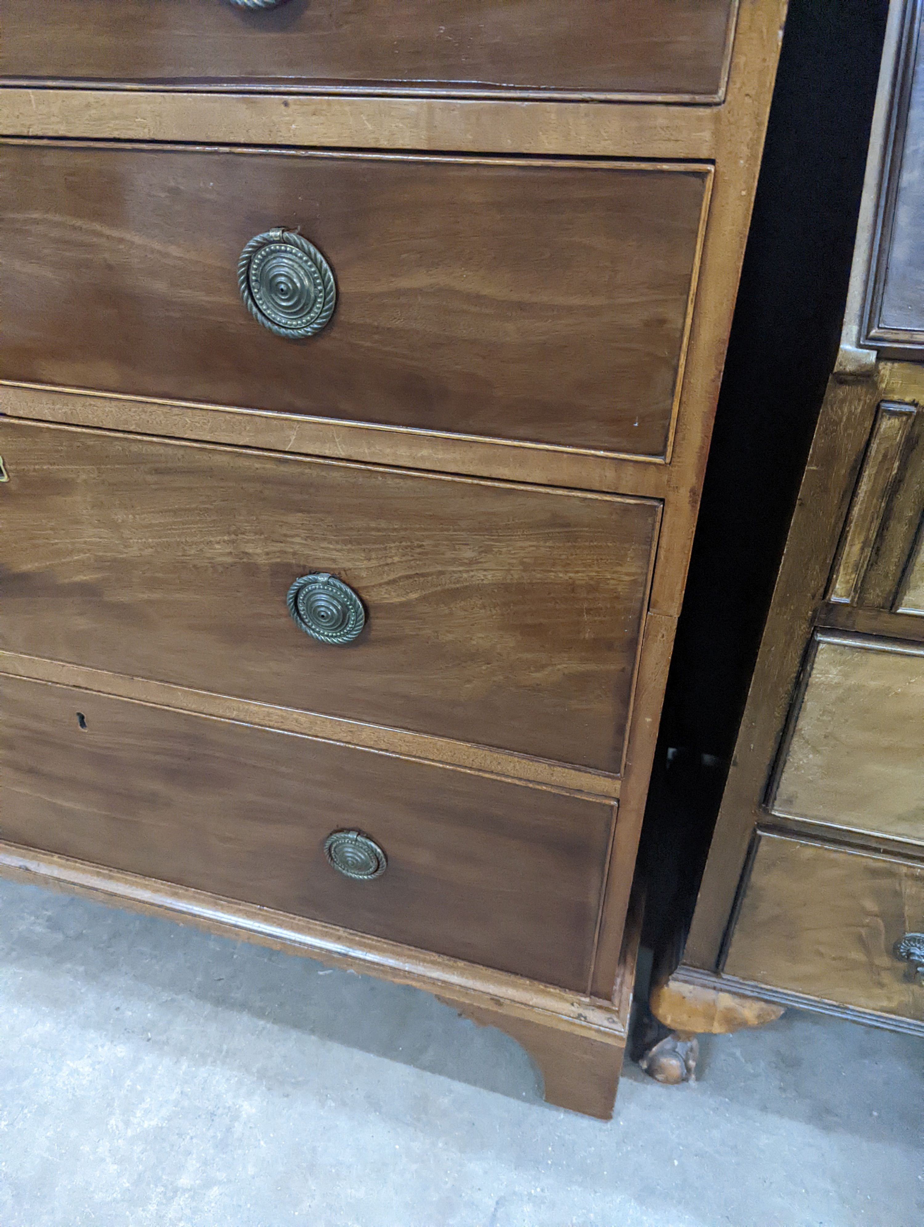 A Regency mahogany two part chest of four long drawers, width 100cm, depth 50cm, height 102cm